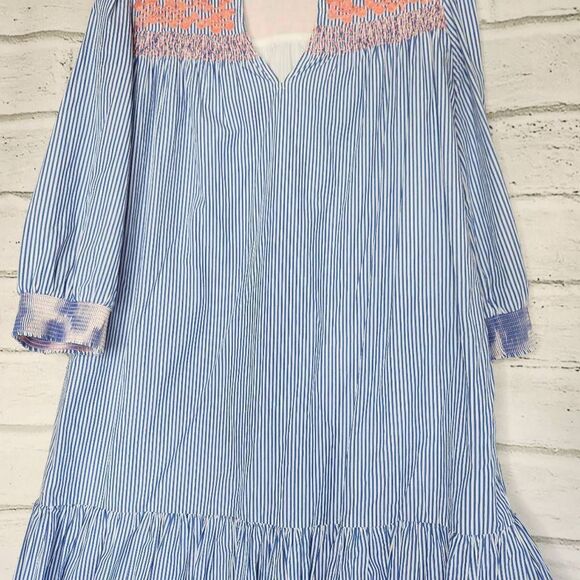 J. Crew Striped Embroidered Floral Mini Shift Dress Blue & White Size Small - Picture 3 of 15